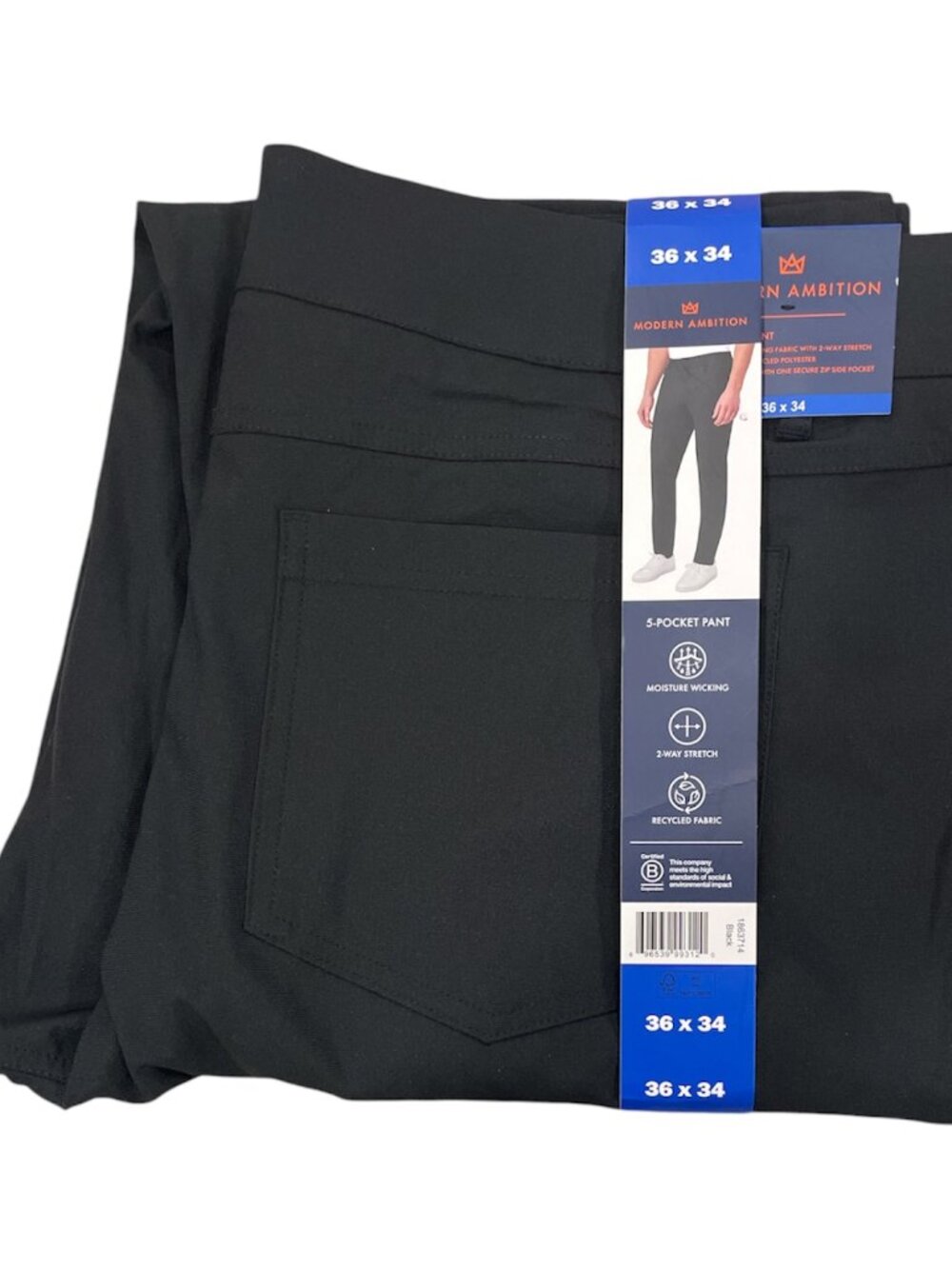 Men's 5 Pocket Pant, Modern Ambition, 36X34, Black, NWT